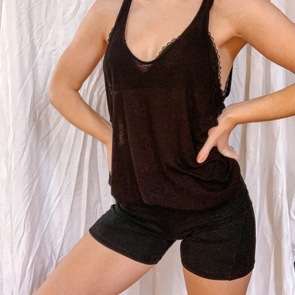 Black Backless Tank Top